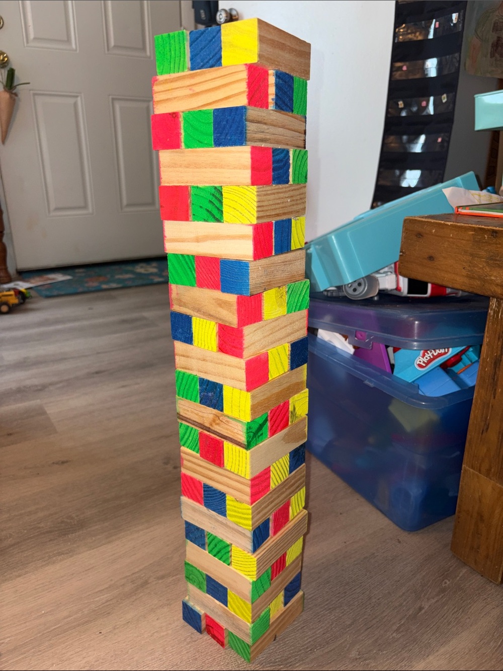 Classic Stacking Block Tower Game - Multicolor Wooden Blocks